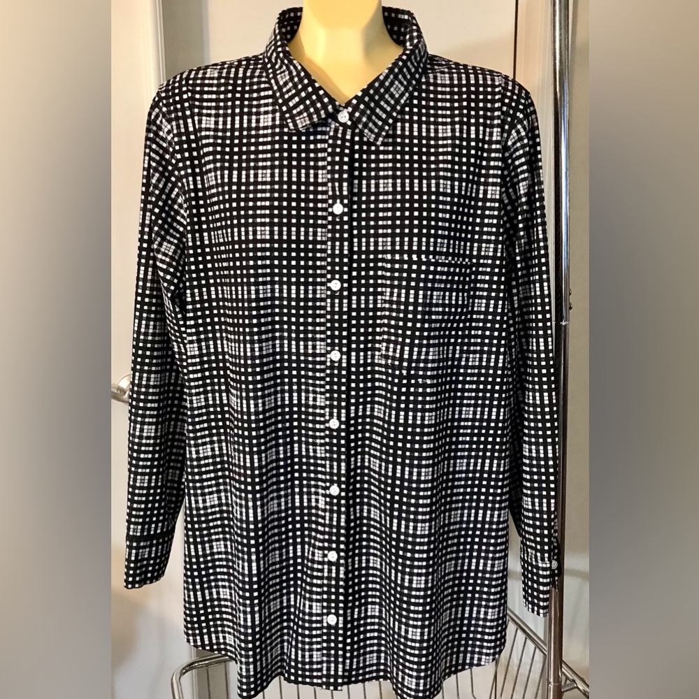 Lysse Schiffer Check Button Front Shirt size 2X excellent condition